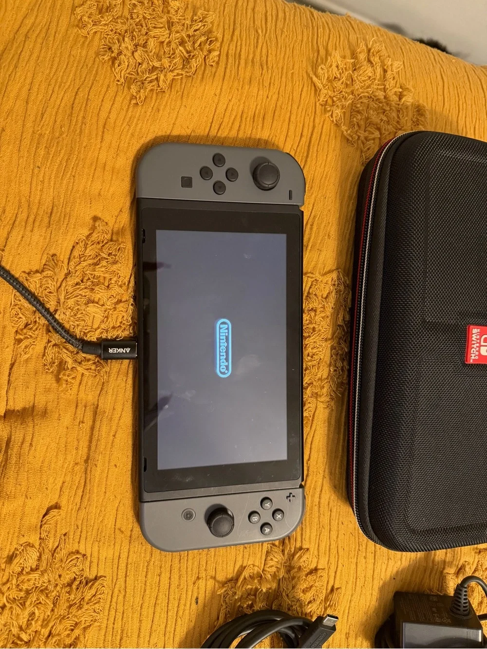 Nintendo Switch Console Bundle in Gray with Black Carry Case and Accessories